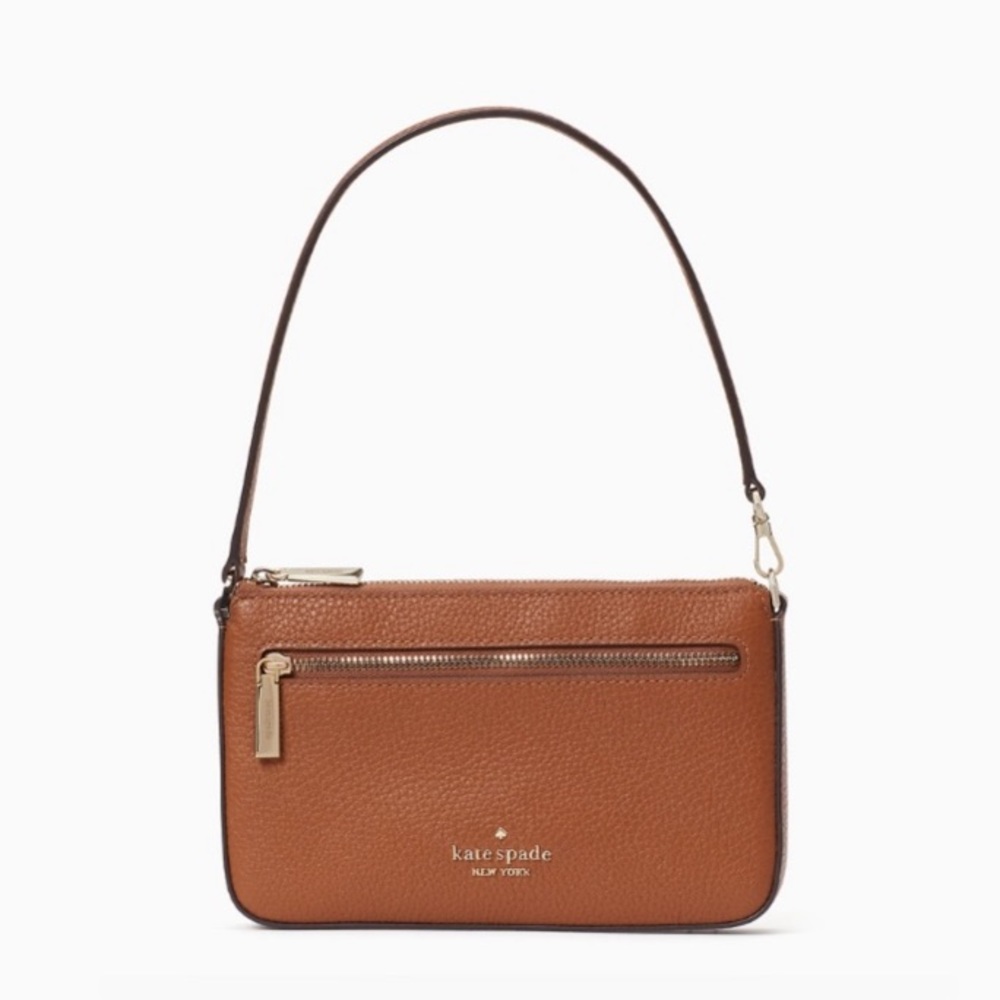 ♠️Kate Spade Leila Pebbled Leather Convertible Wristlet Bag, Warm Gingerbread